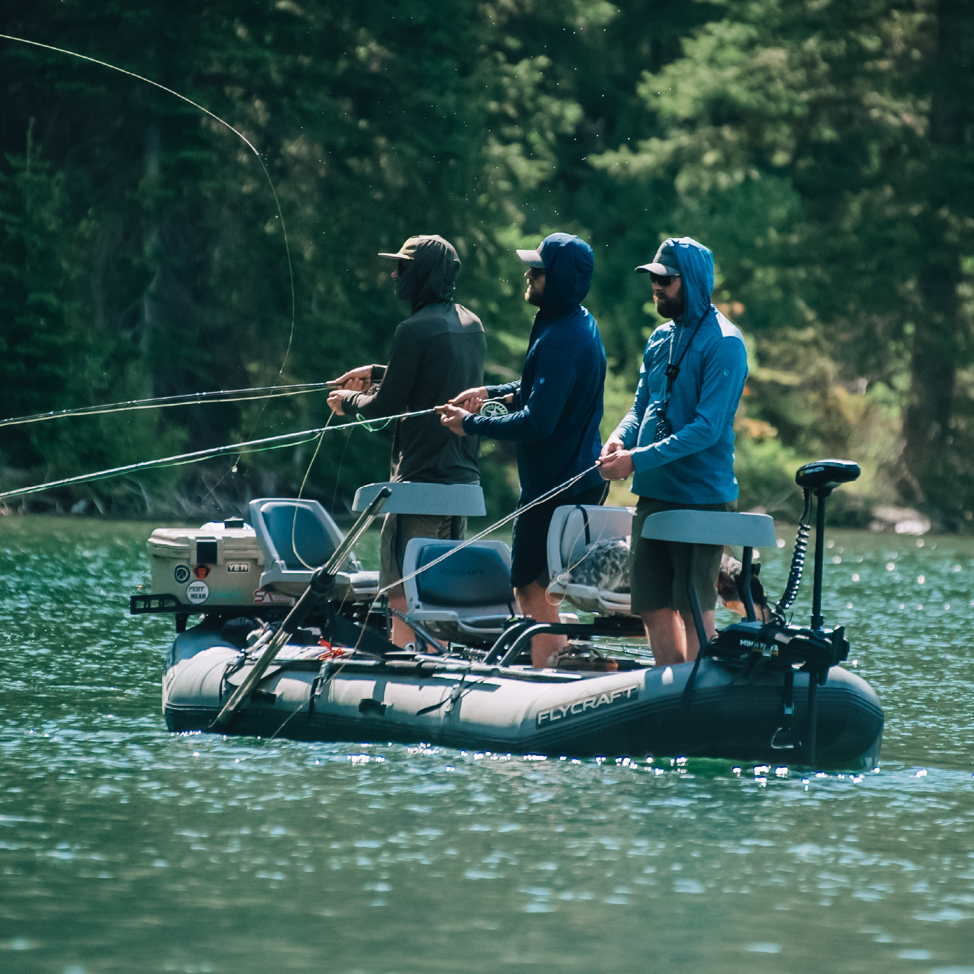 Flycraft’s Inflatable Fishing Boat: Stealth X Stillwater Motor Package (2 or 3-Man)