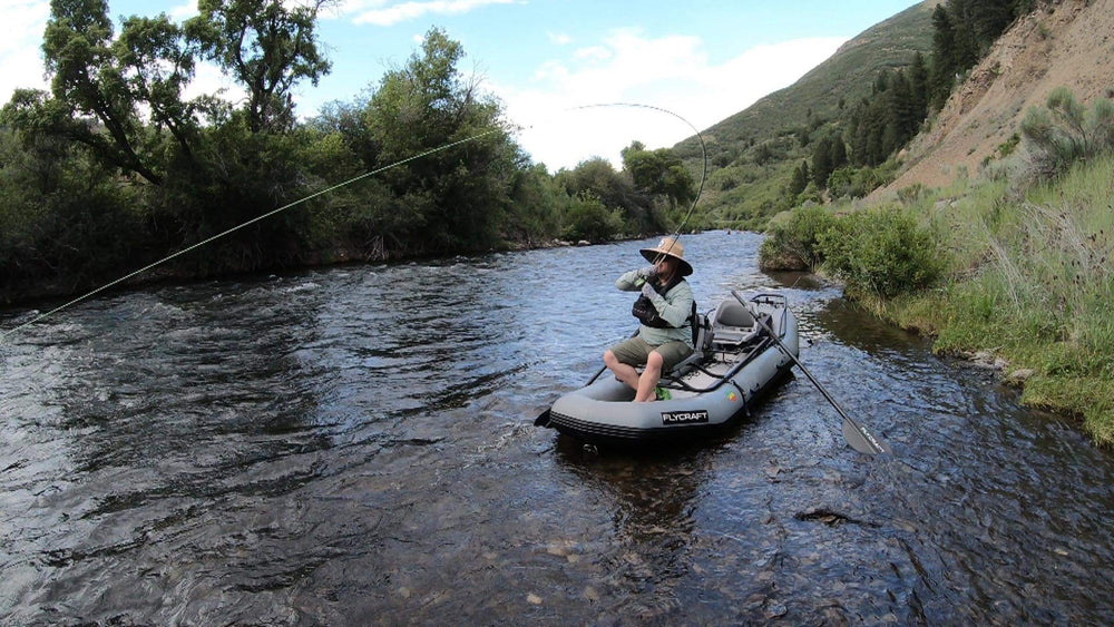 Dry Flies with Fly Fish Food in the Flycraft Stealth Inflatable Fishing Boat