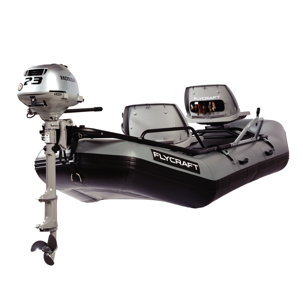 Flycraft’s Inflatable Fishing Boat: Stealth Motor Package (2-Man)