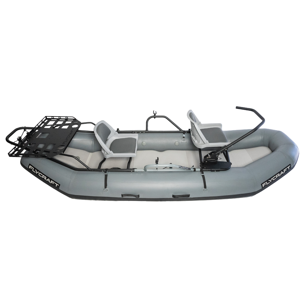 Campingsurvivals 10ft Portable Inflatable Assault Boat,Fishing Boat Kit,  Max Load 600 lbs, Gray/White/Black